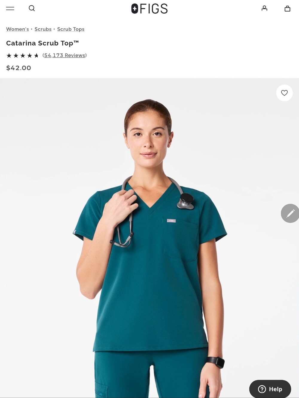 Figs Teal Medical Scrub Set - Top & Pants - Picture 2 of 7